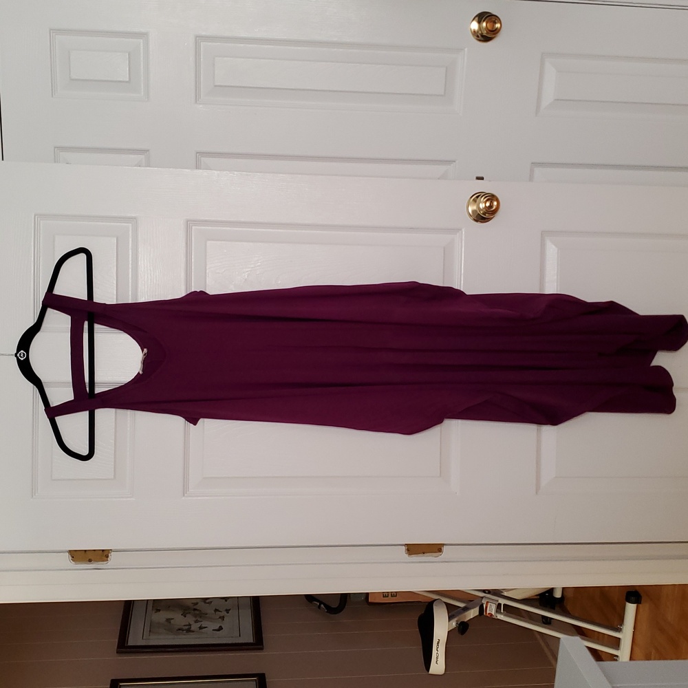 INDIGO THREAD CO. purple a-line tank relaxed fit maxi dress with sharkbite hem.